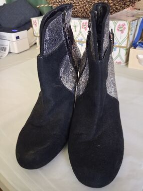 Guess Black Ankle Boots with Silver Sparkle Panels
